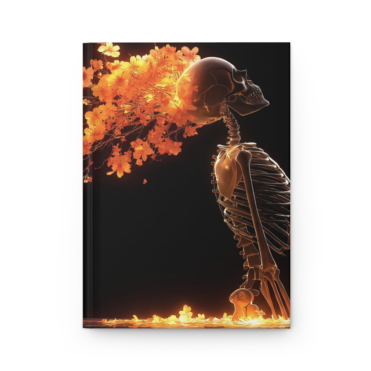 Blossoming Skeleton Hardcover Journal Matte – Golden Petals of Renewal