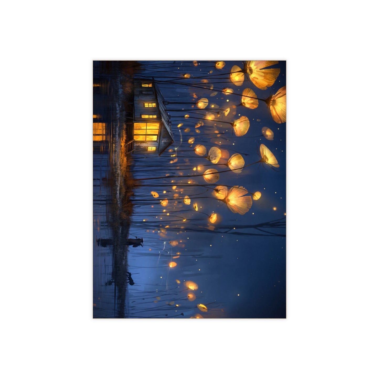 Luminous Wildflower Cottage Tile – Warm Glow in the Twilight Marsh