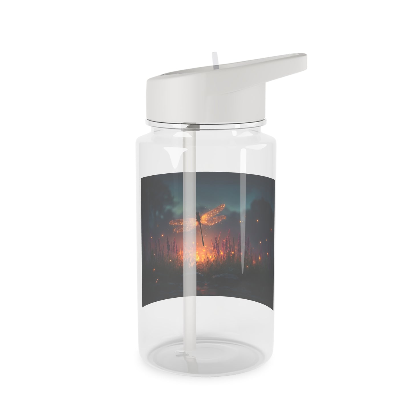 Sparkling Dragonfly Tritan Water Bottle – Golden Twilight Meadow Guardian