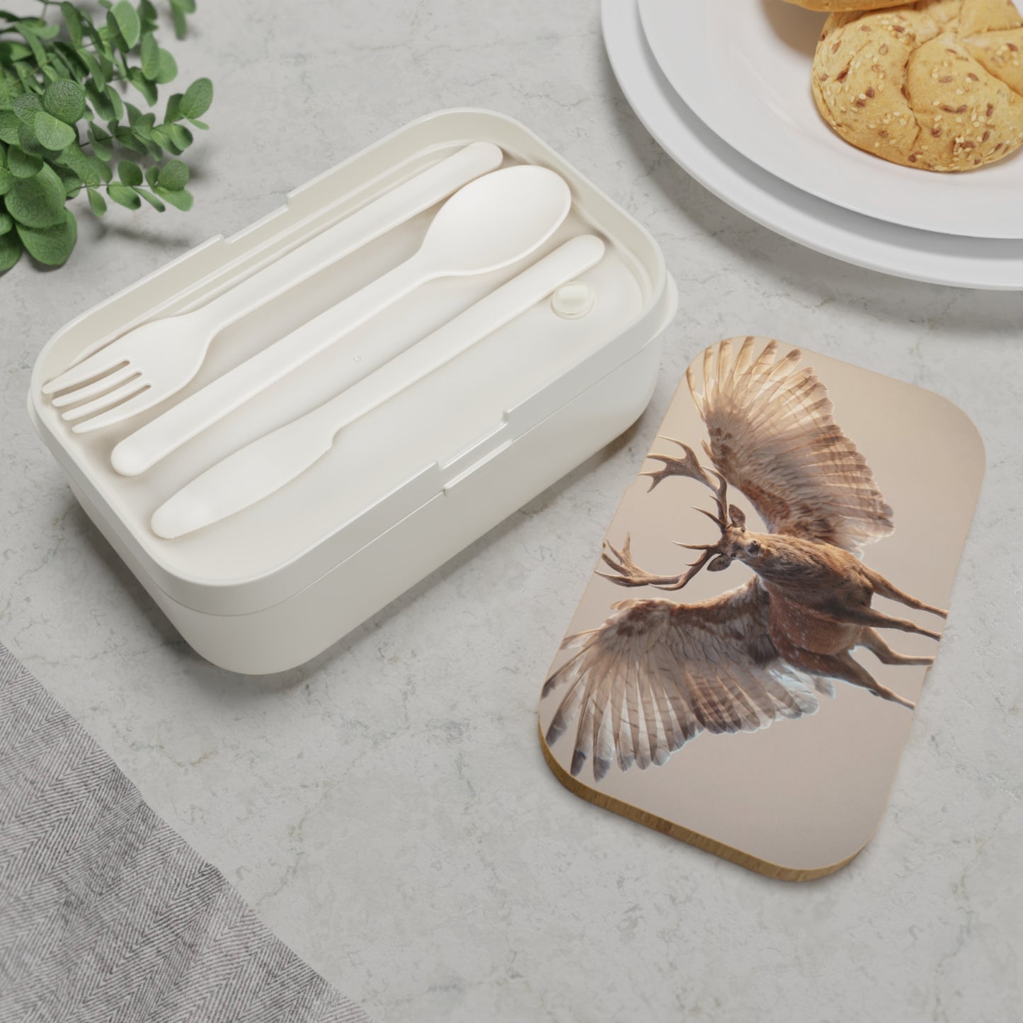 Winged Stag Bento Lunch Box – Sunset Guardian of the Wild