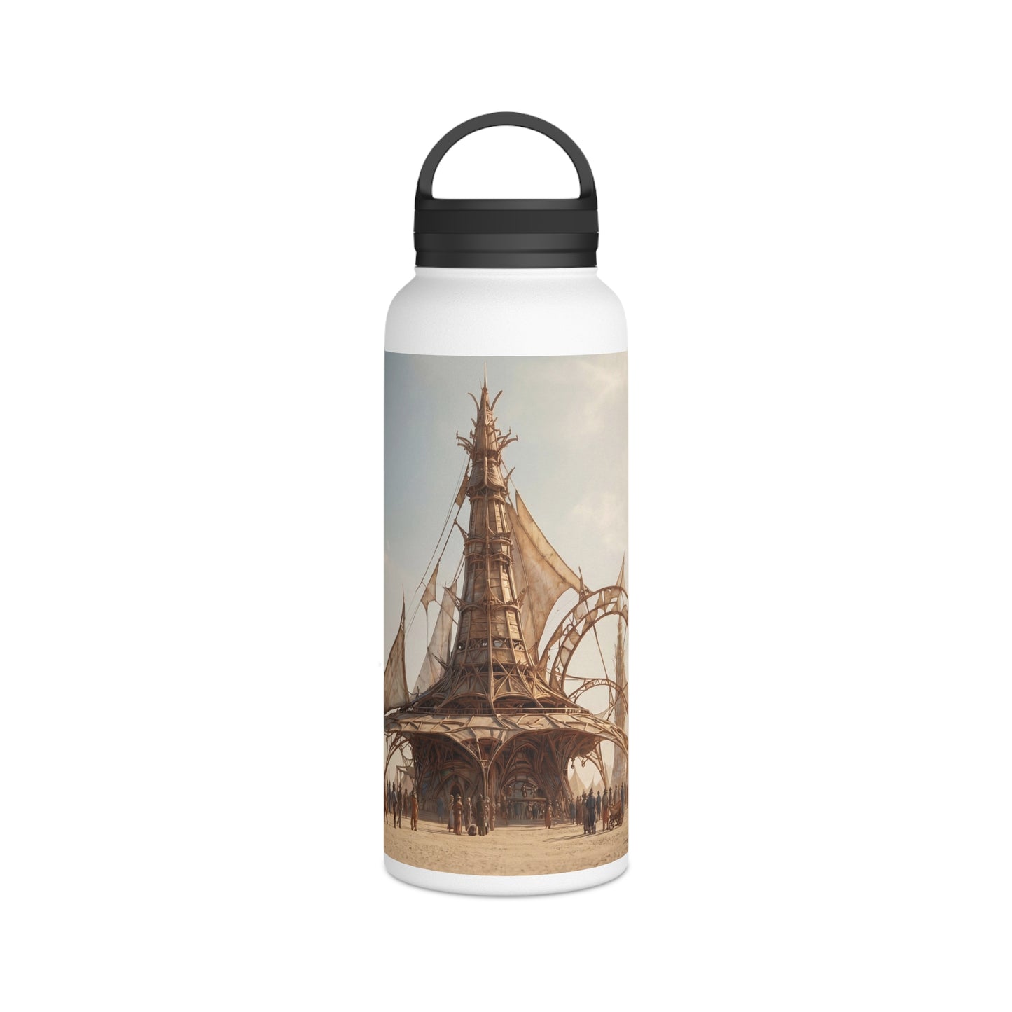Desert Sky Temple Stainless Steel Water Bottle, Handle Lid – Golden Sails of the Dust Horizon