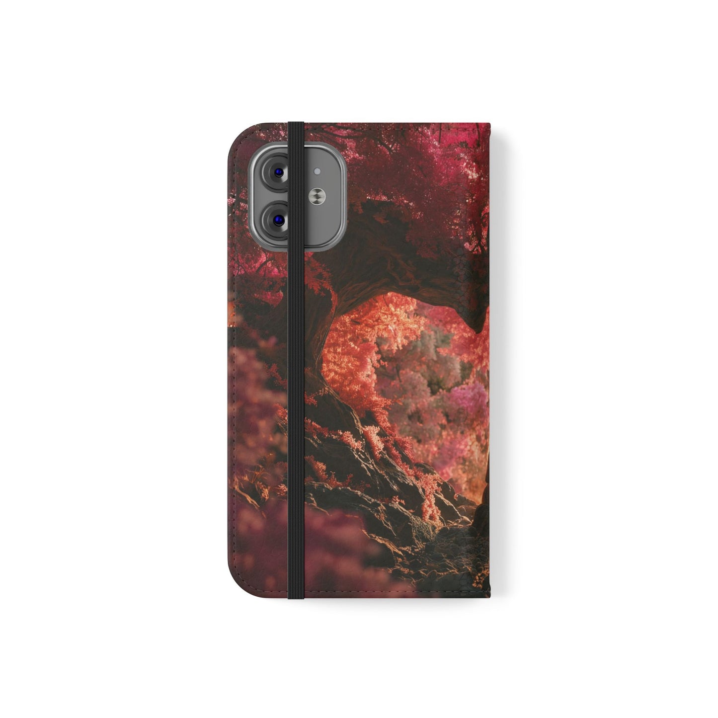 Crimson Arch Flip Cases – Heart-Shaped Canopy Romance