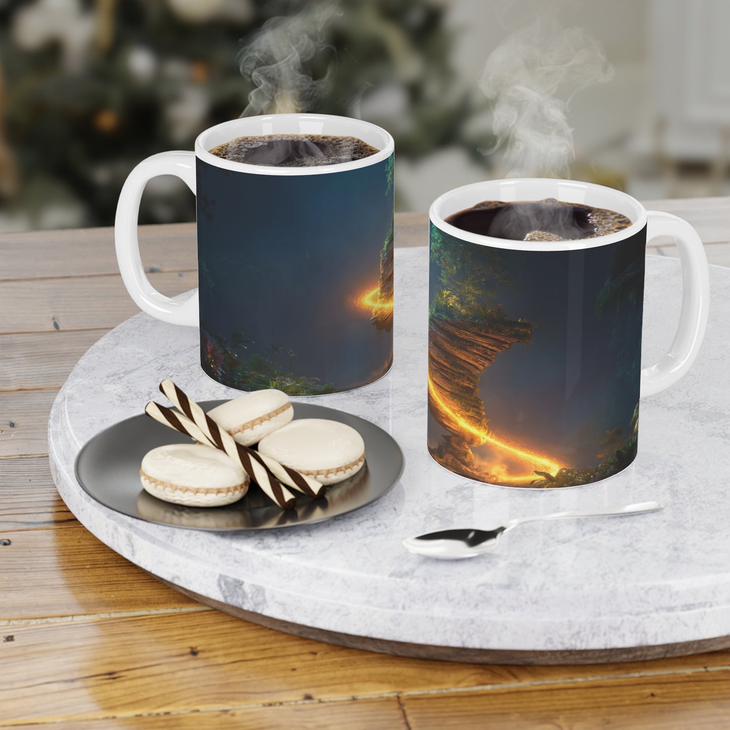 Luminous Floating Island Ceramic Mugs (11oz\15oz\20oz) – Celestial Vortex Dreamscape