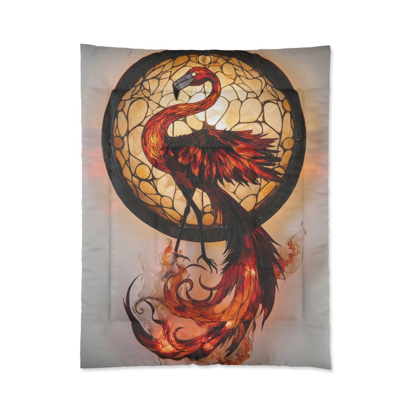 Stained Glass Phoenix Comforter – Embers of a Rising Dawn