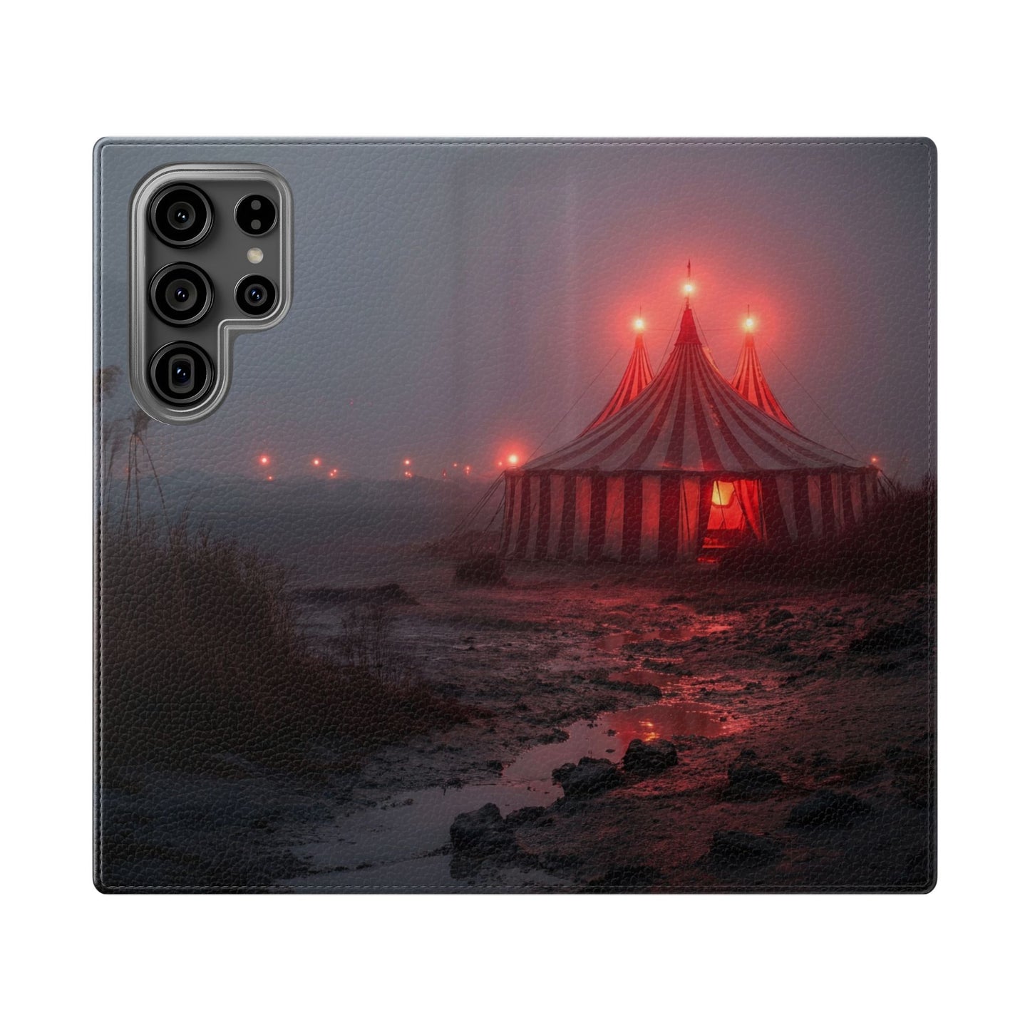 Crimson Circus Tent Flip Cases – Misty Coastside Lantern Scene
