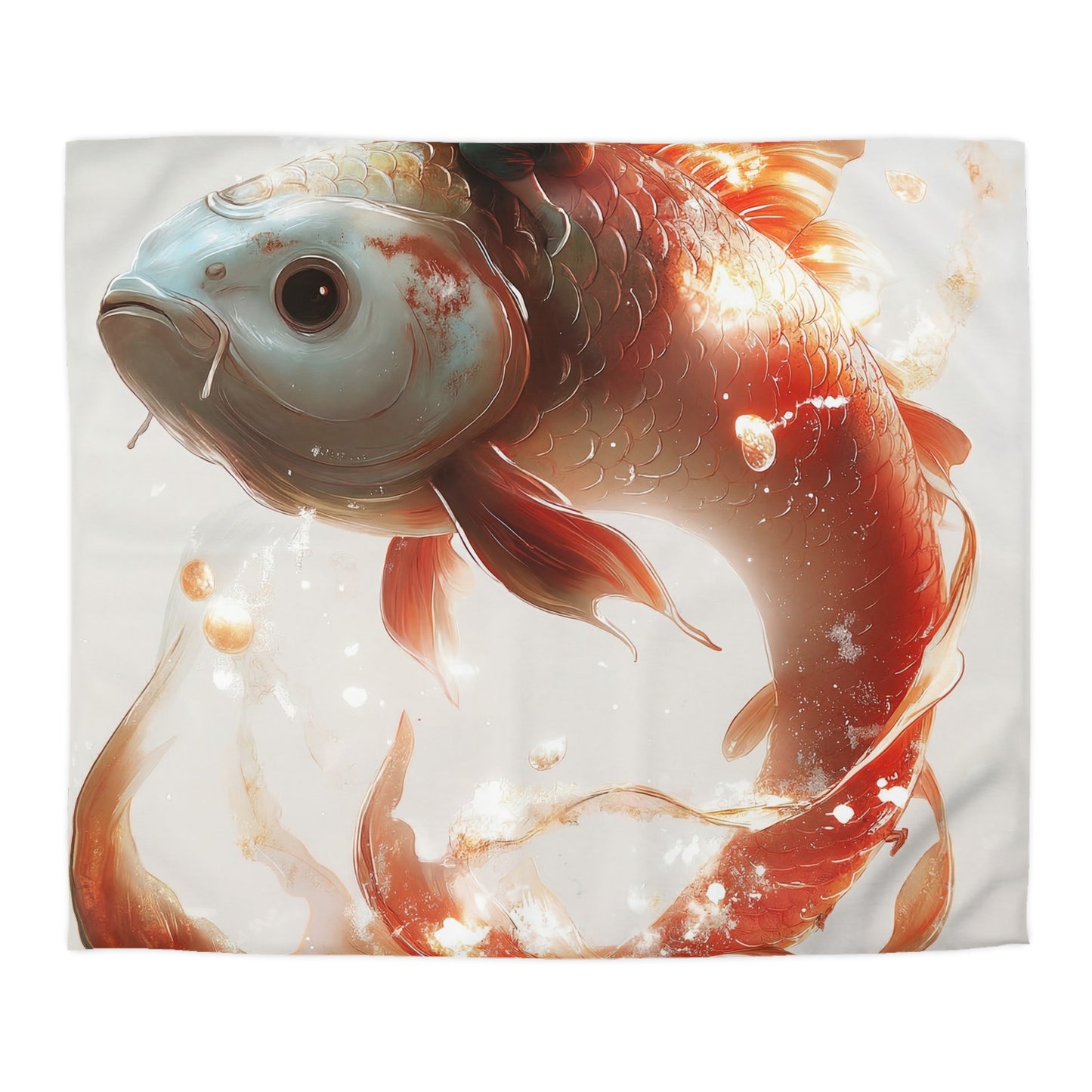 Child on Celestial Koi Microfiber Duvet Cover – Warm Glow Dreamscape