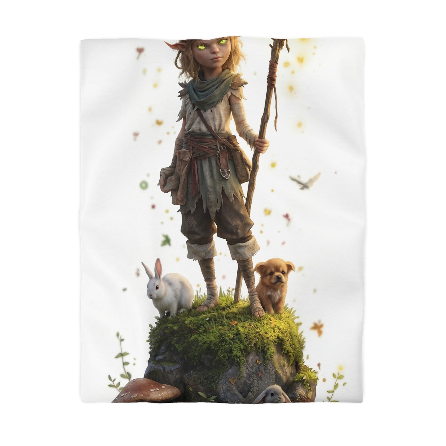 Forest Sentinel Microfiber Duvet Cover – Luminescent Deerhorn Guardian Dreamscape