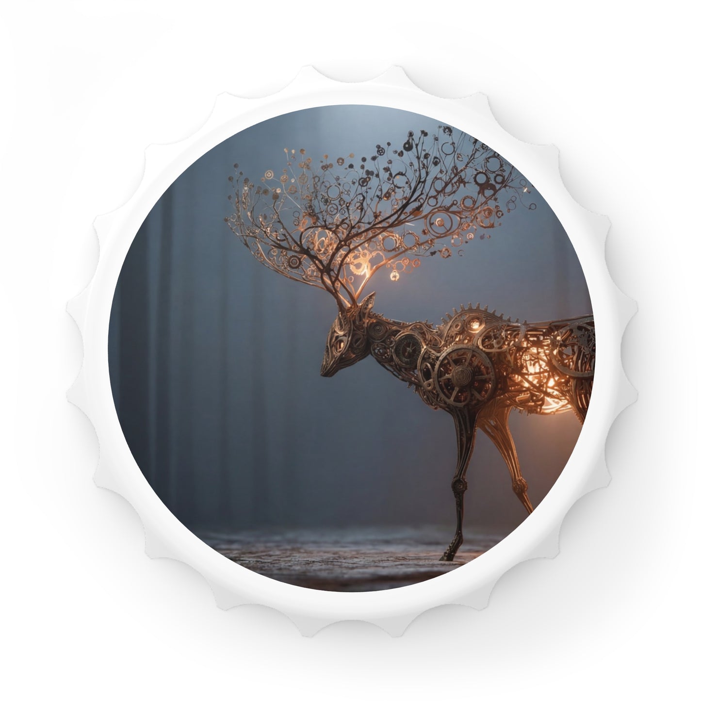Clockwork Stag Bottle Opener – Luminescent Forest Mechanism