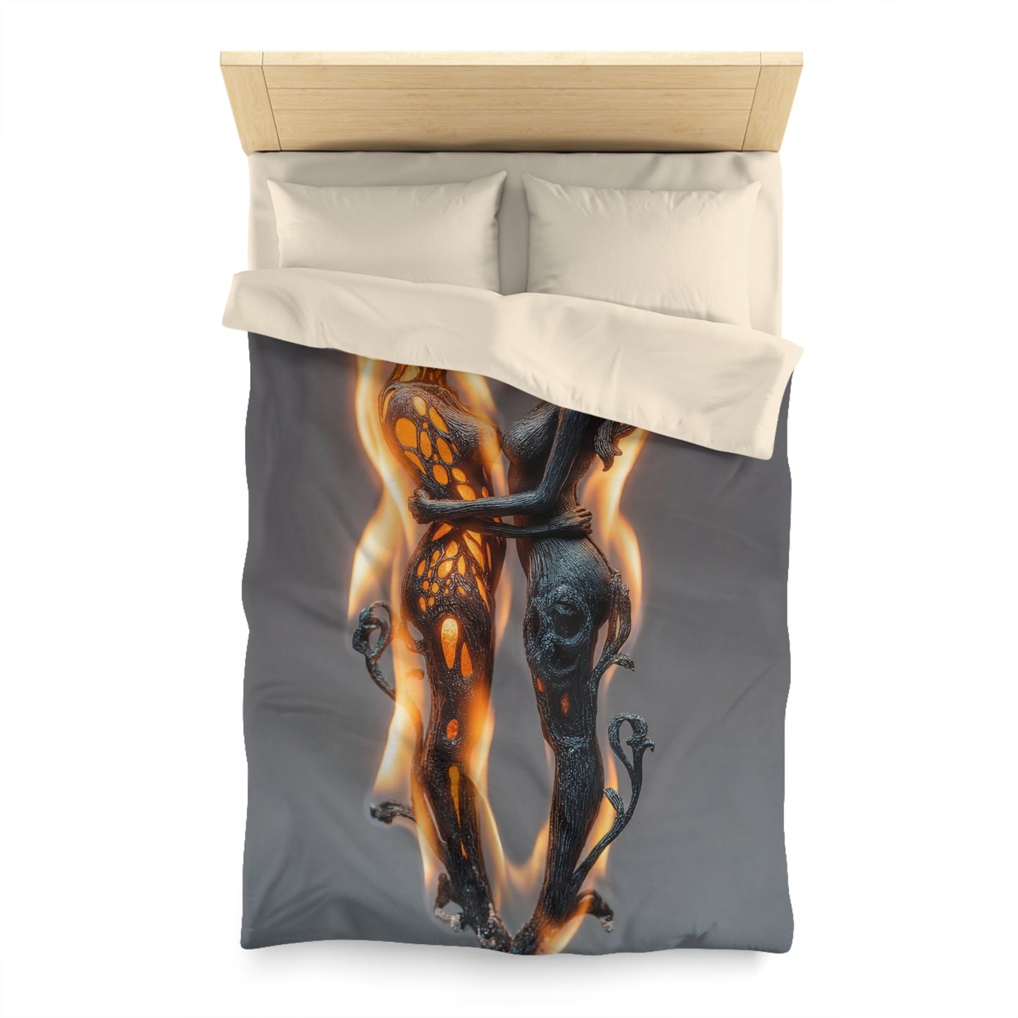 Flame-Woven Couple Microfiber Duvet Cover – Embers of Intimate Surrender
