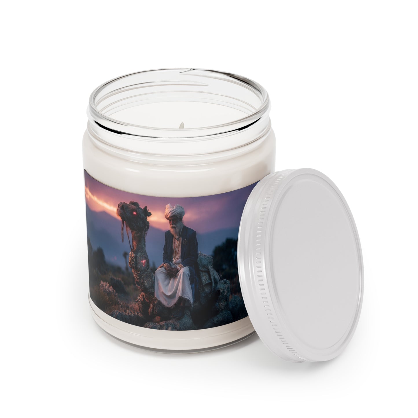 Desert Sage & Glowing Camel Scented Soy Candles with White Lid, 9oz – Twilight Oasis Ritual