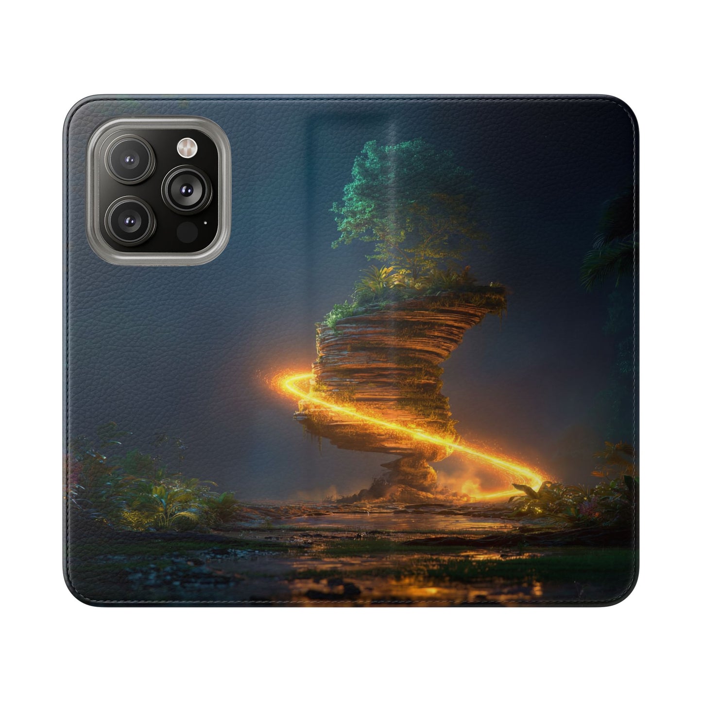 Luminous Floating Island Flip Cases – Amber Twilight Sanctuary