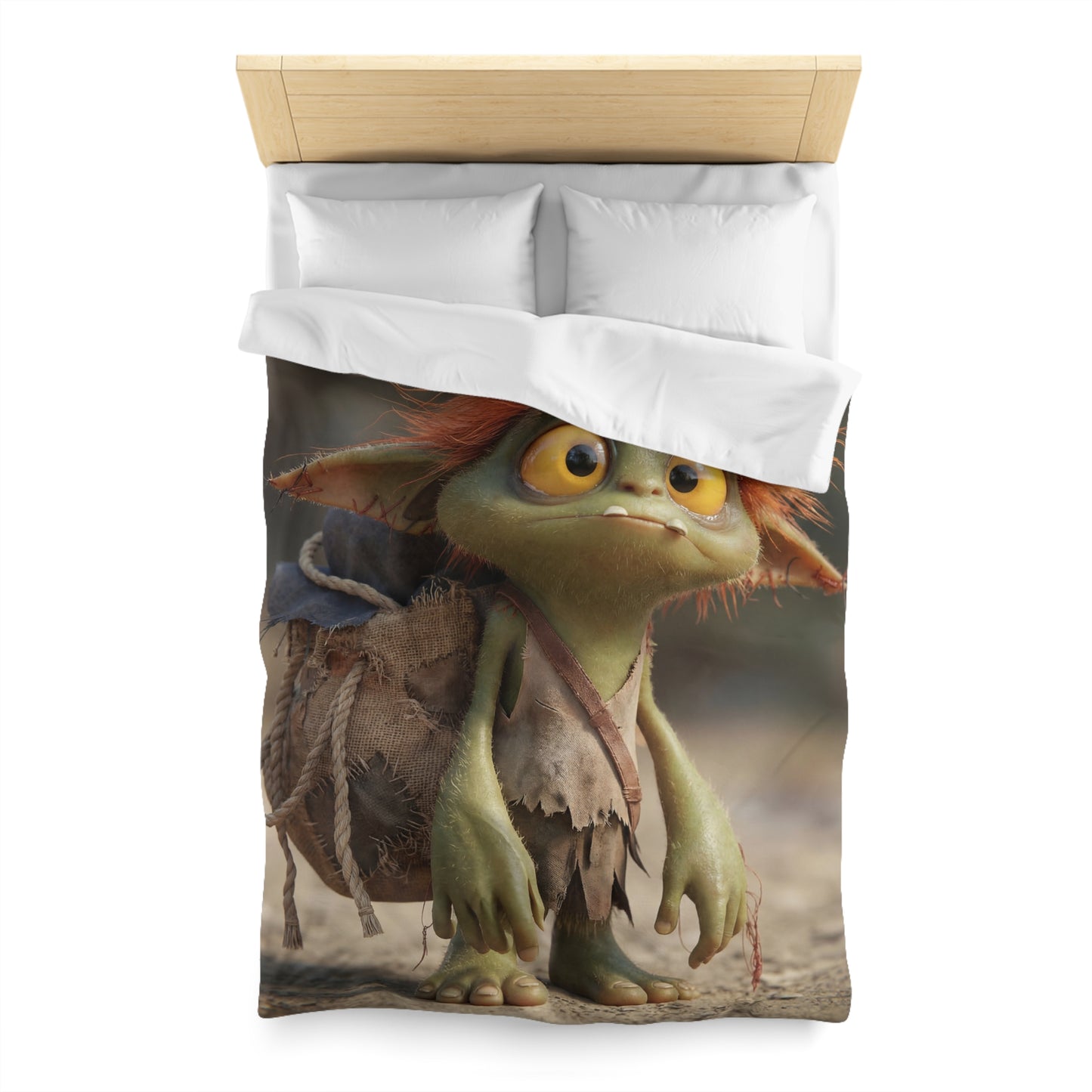 Tiny Goblin Explorer Microfiber Duvet Cover – Sunlit Trail Companion