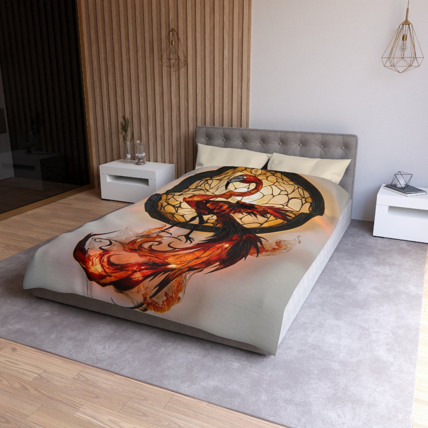 Phoenix Reborn Microfiber Duvet Cover – Amber Flame Dreamscape