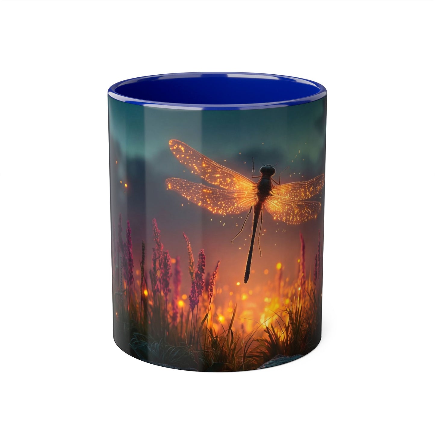Firefly Dragonfly Accent Mugs, 11oz – Golden Twilight Meadow Guardian