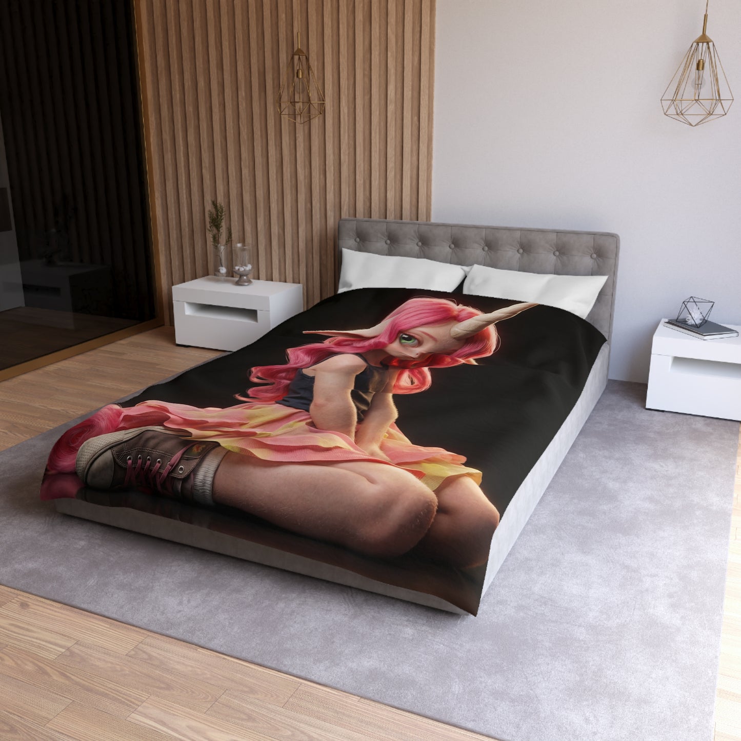 Pink Unicorn Girl Microfiber Duvet Cover – Soft Glow in Your Sleep Sanctuary