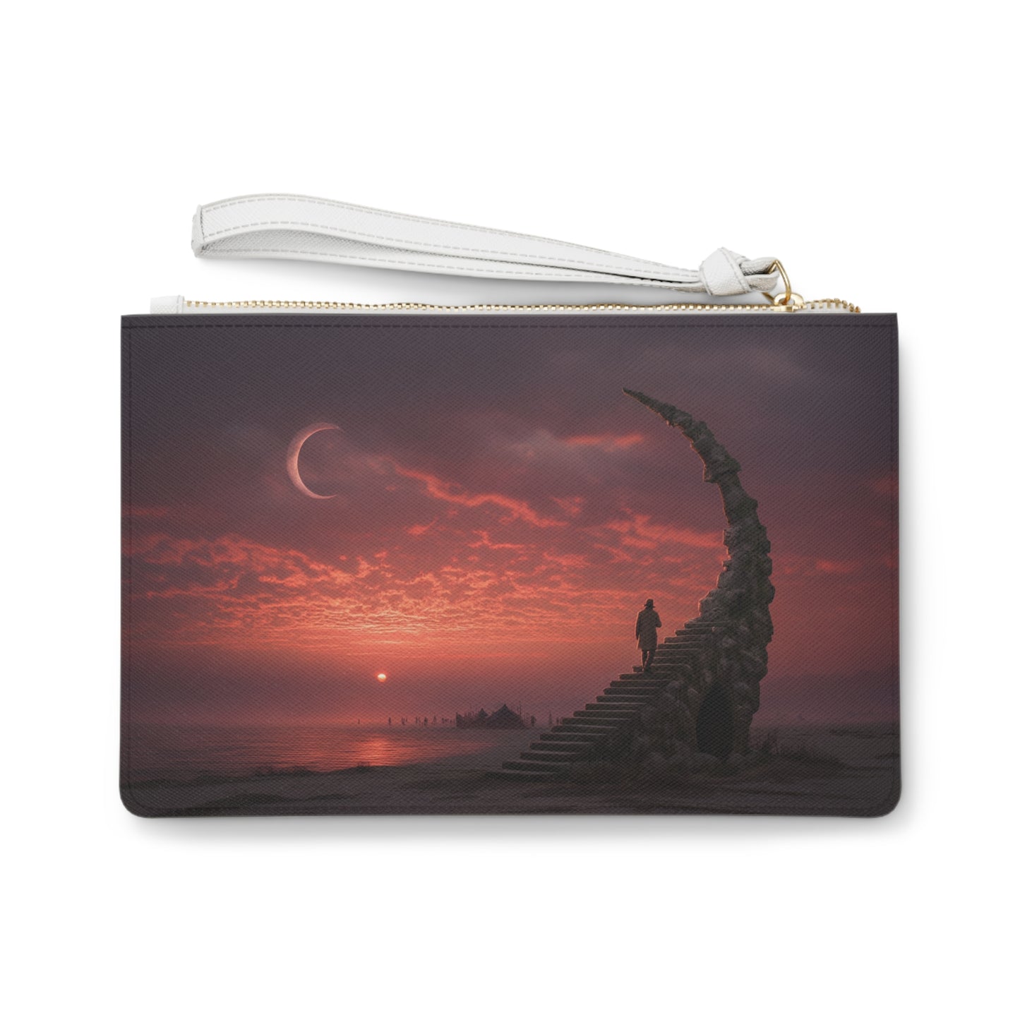 Solstice Sentinel Clutch Bag – Crimson Sky Ascension