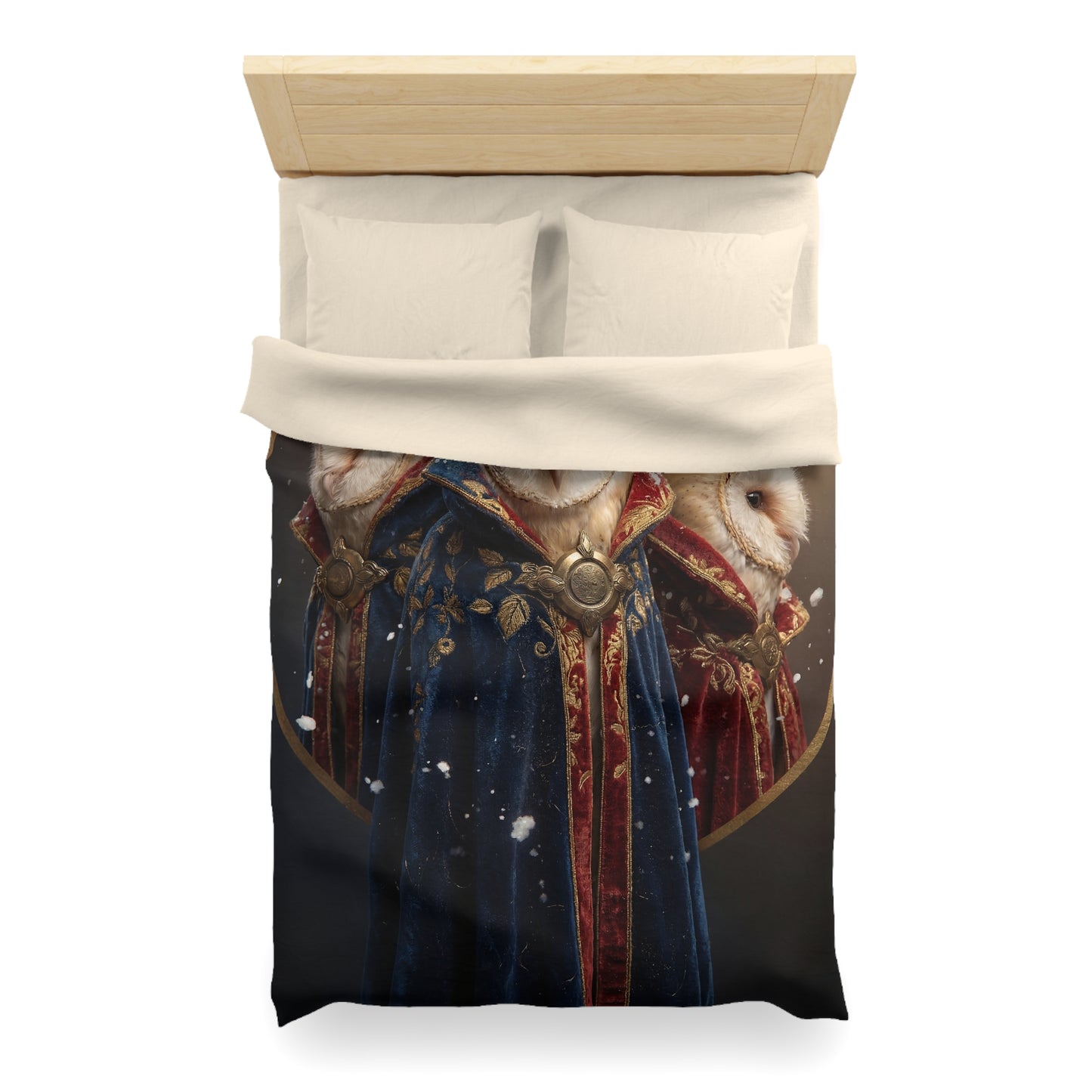Three Wise Owls Duvet Cover – Velvet Regalia in Snowfall