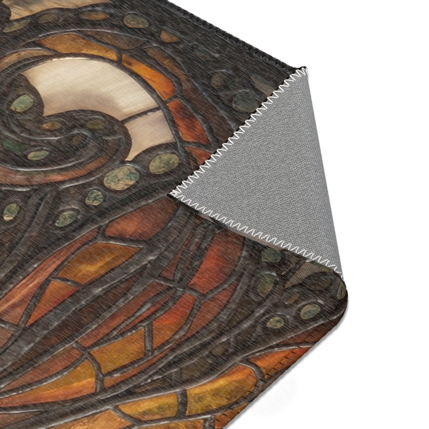 Stained Glass Octopus Area Rug – Amber Tide Dreamscape