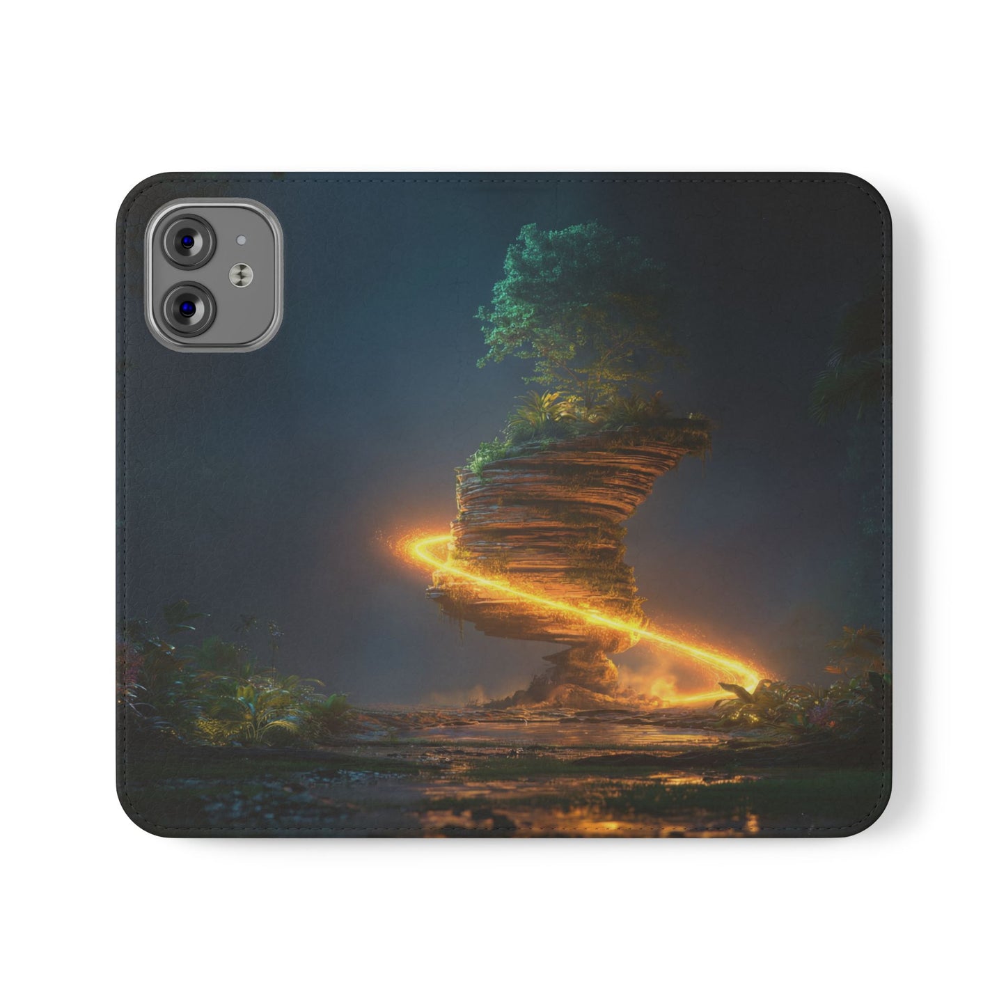 Luminous Floating Island Flip Cases – Amber Twilight Sanctuary