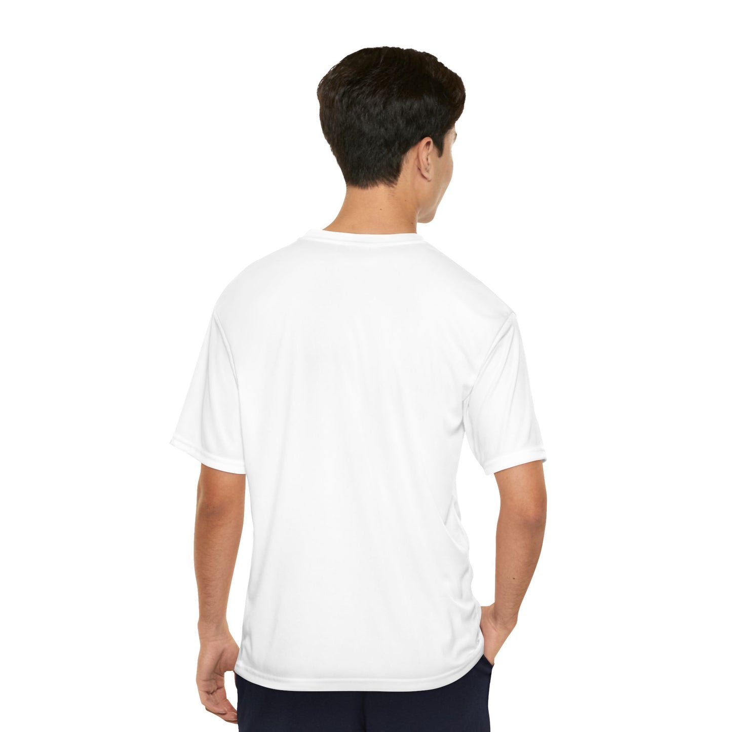Lantern-Bearing Sentinel Men's Performance T-Shirt – Hooded Grim Reap Guardian