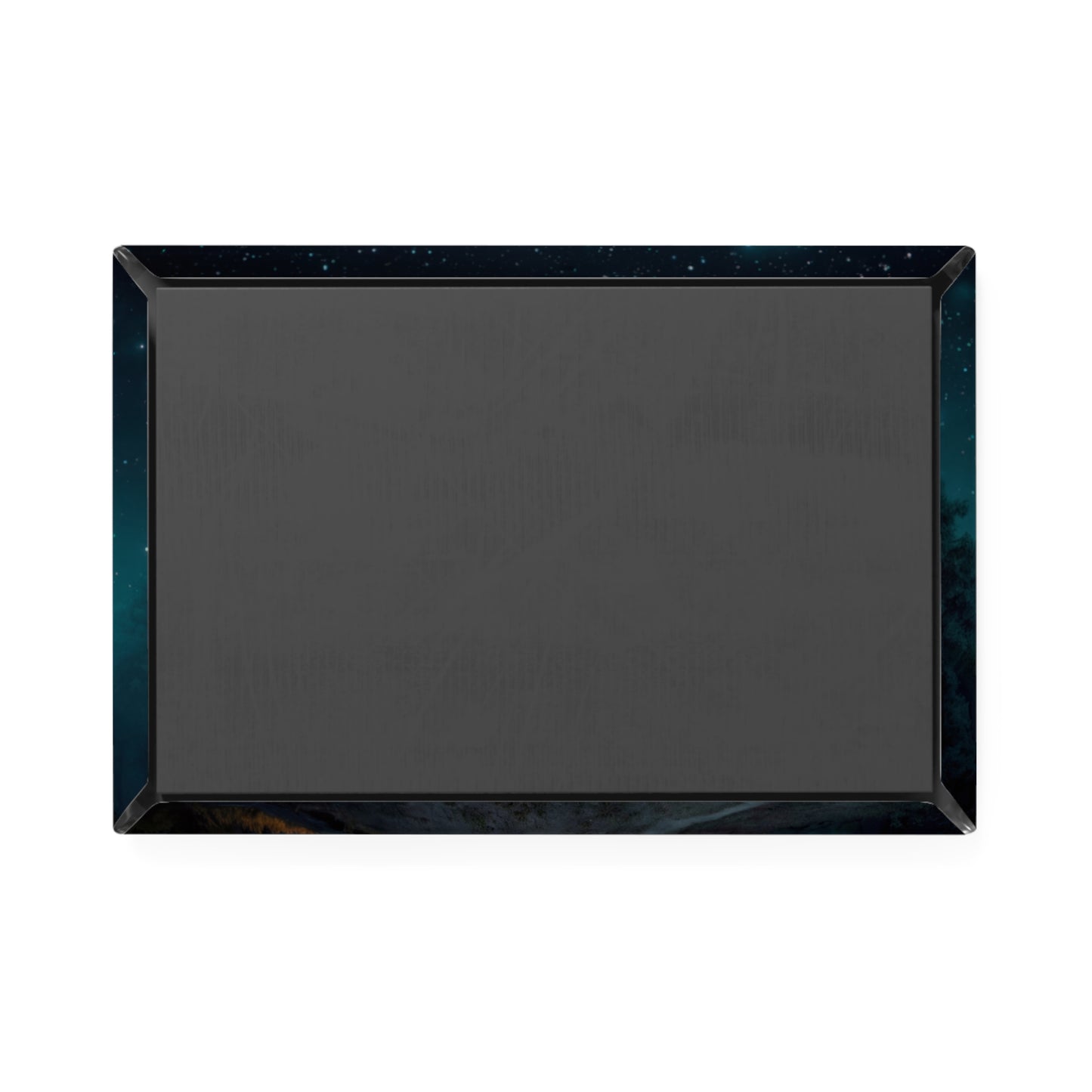 Starlit Hillside Village Button Magnet, Rectangle (1 & 10 pcs) – Warm Lights in the Twilight Woods