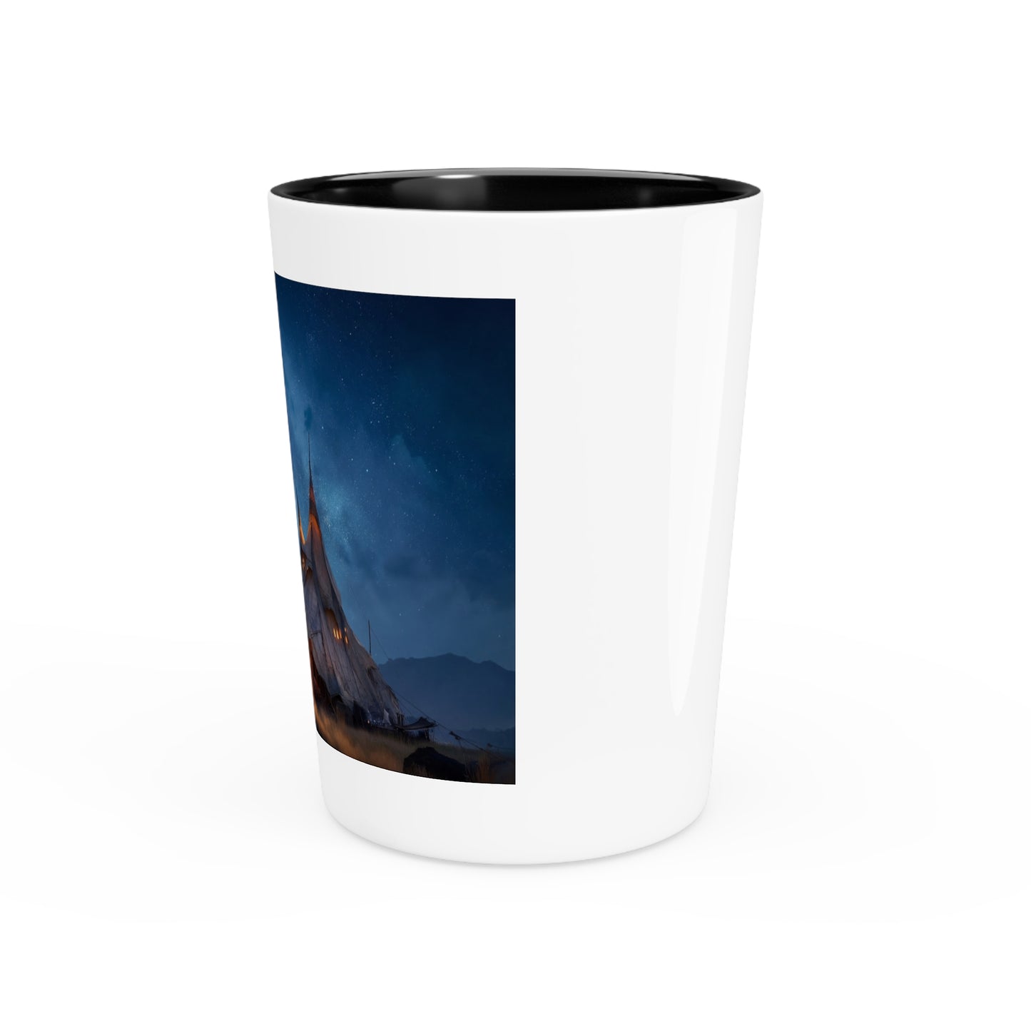 Starlit Nomad Tent Shot Glass – Milky Way Over Desert Sanctuary