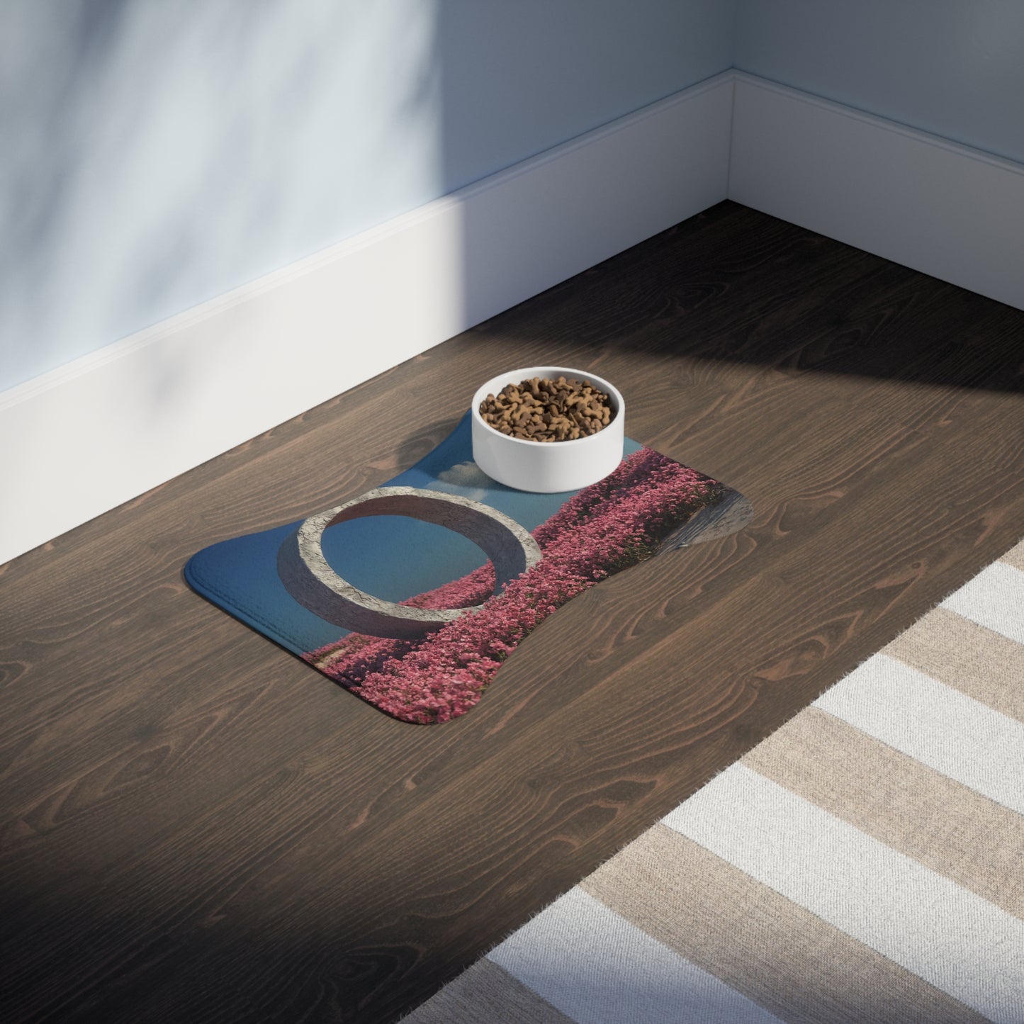 Concrete Circle Feeding Mats – Pink Wildflower Portal Scene