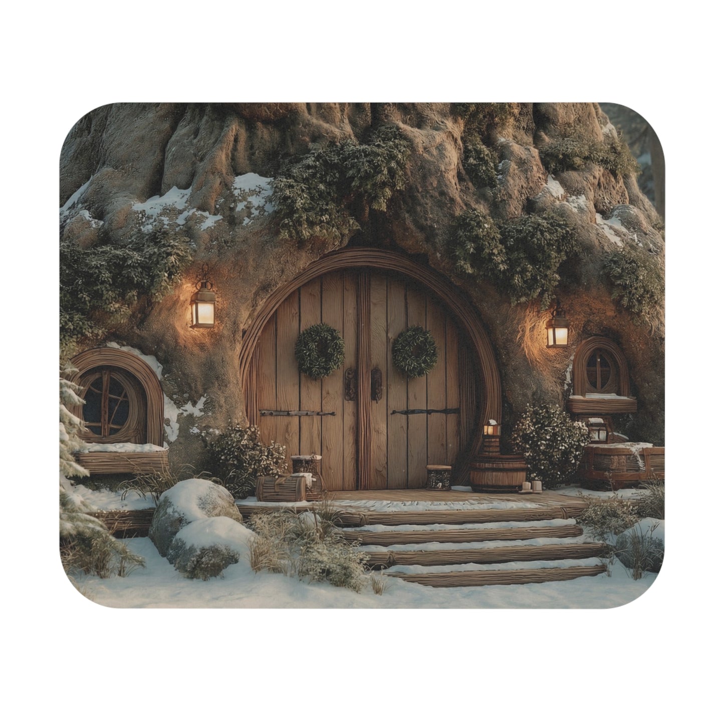 Winter’s Hearth Mouse Pad – Cozy Treehouse Sanctuary (Rectangle)