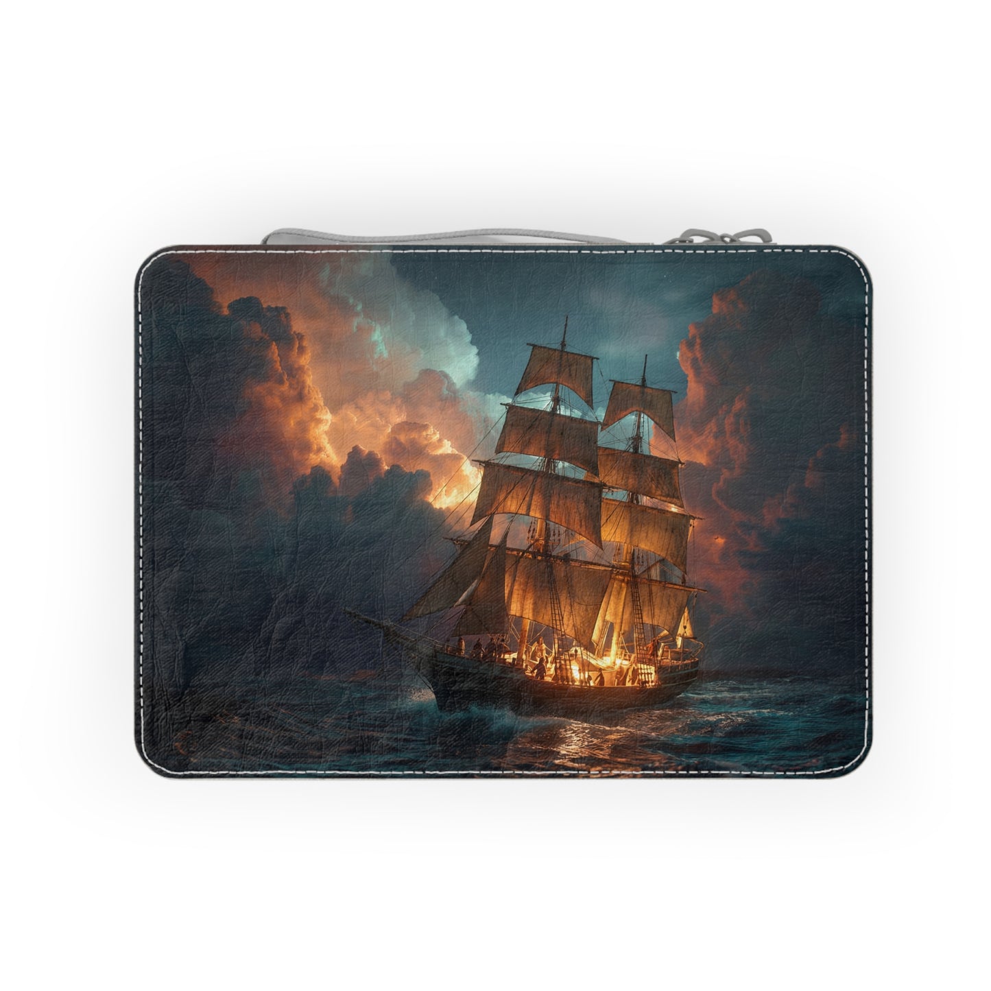 Stormbound Galleon Paper Lunch Bag – Golden Sails Against Crimson Clouds
