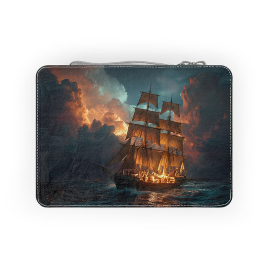 Stormbound Galleon Paper Lunch Bag – Golden Sails Against Crimson Clouds