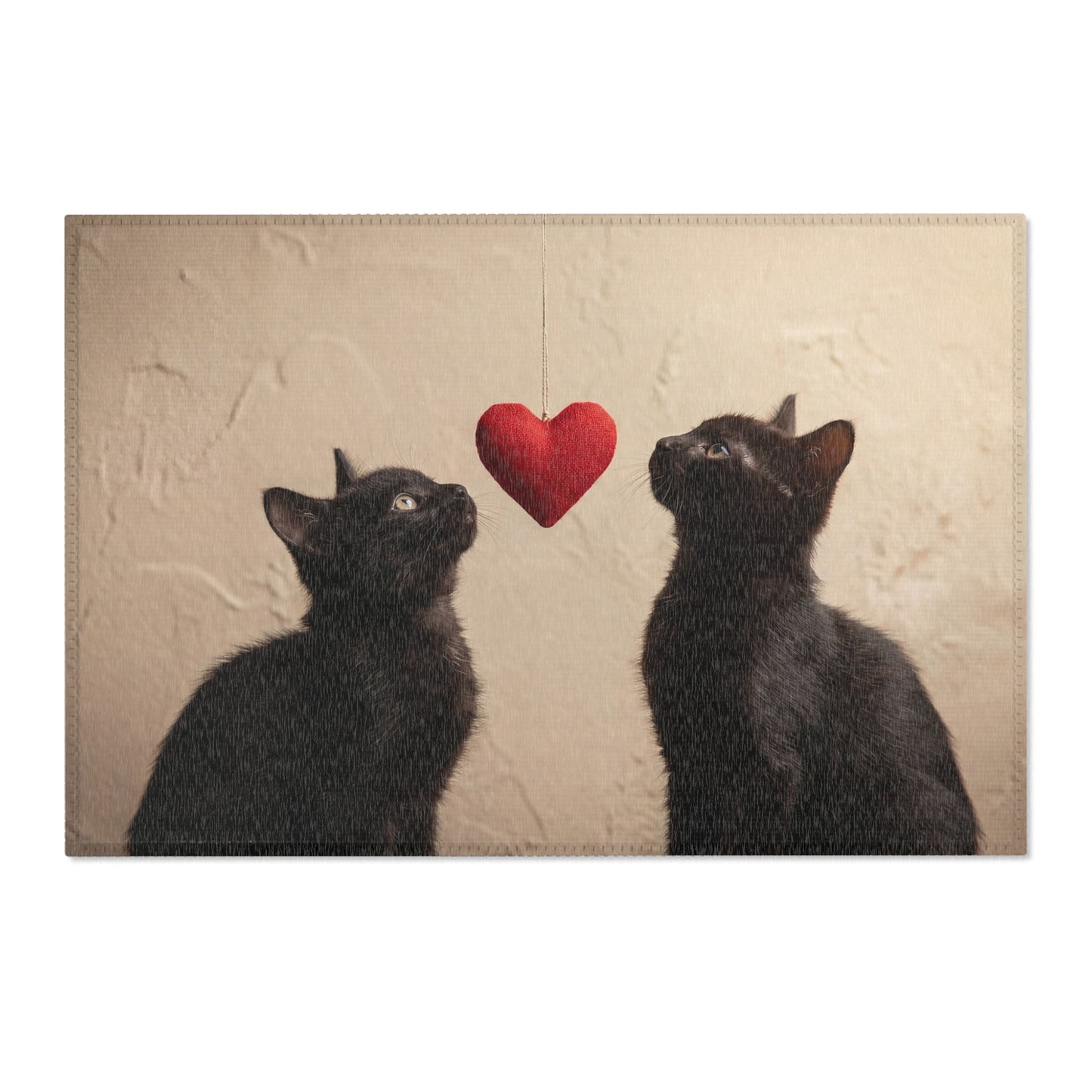 Two Black Kittens Heart Rug – Soft Velvet Love Token