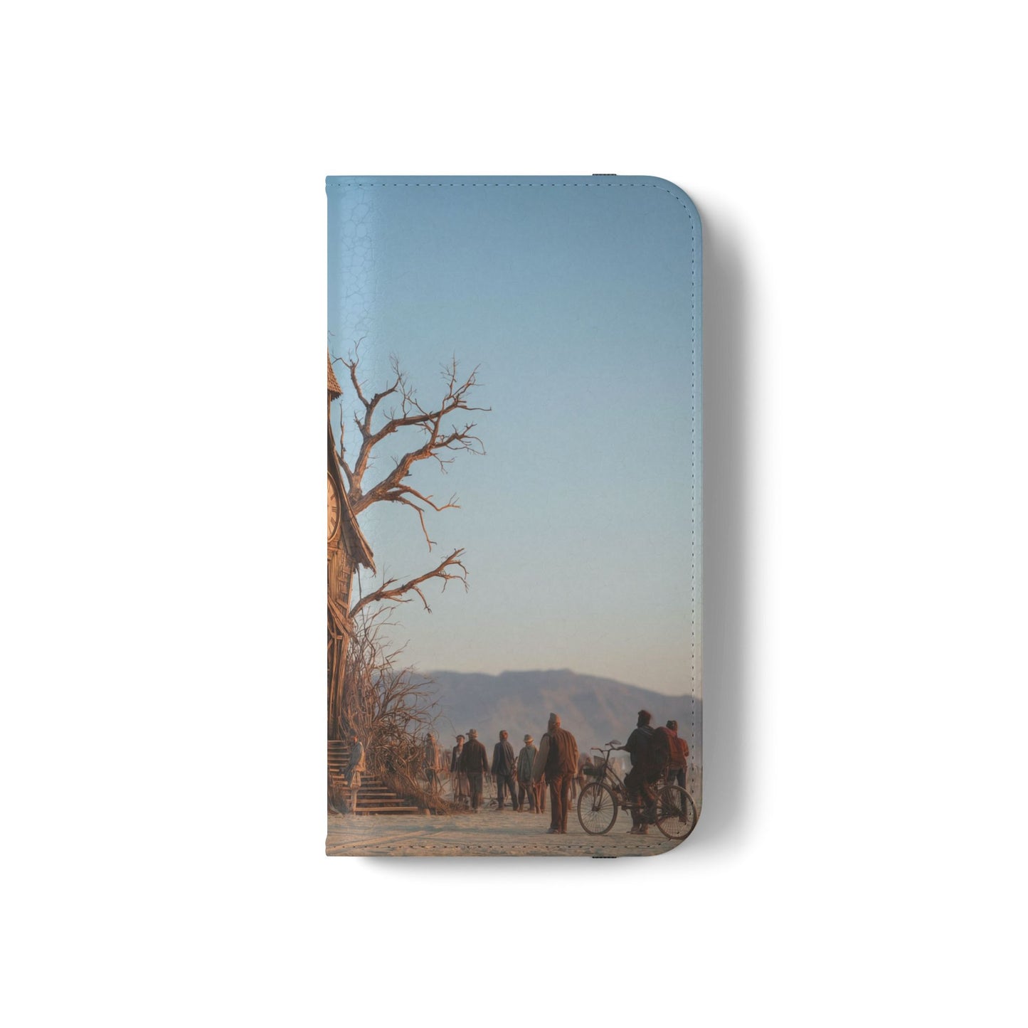 Clocktower Wanderers Flip Cases – Dusty Desert Sentinel Scene