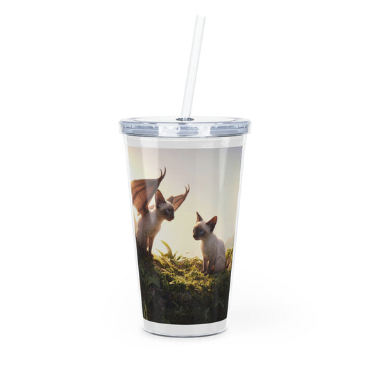 Dragonwing Kittens Plastic Tumbler with Straw – Sunlit Canopy Whispers