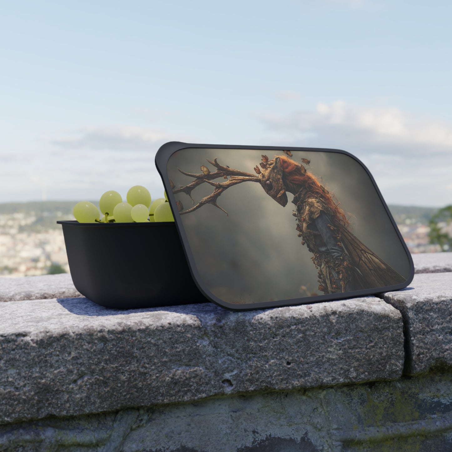 Forest Spirit with Antlers PLA Bento Box with Band and Utensils – Whispers of Autumn Wings