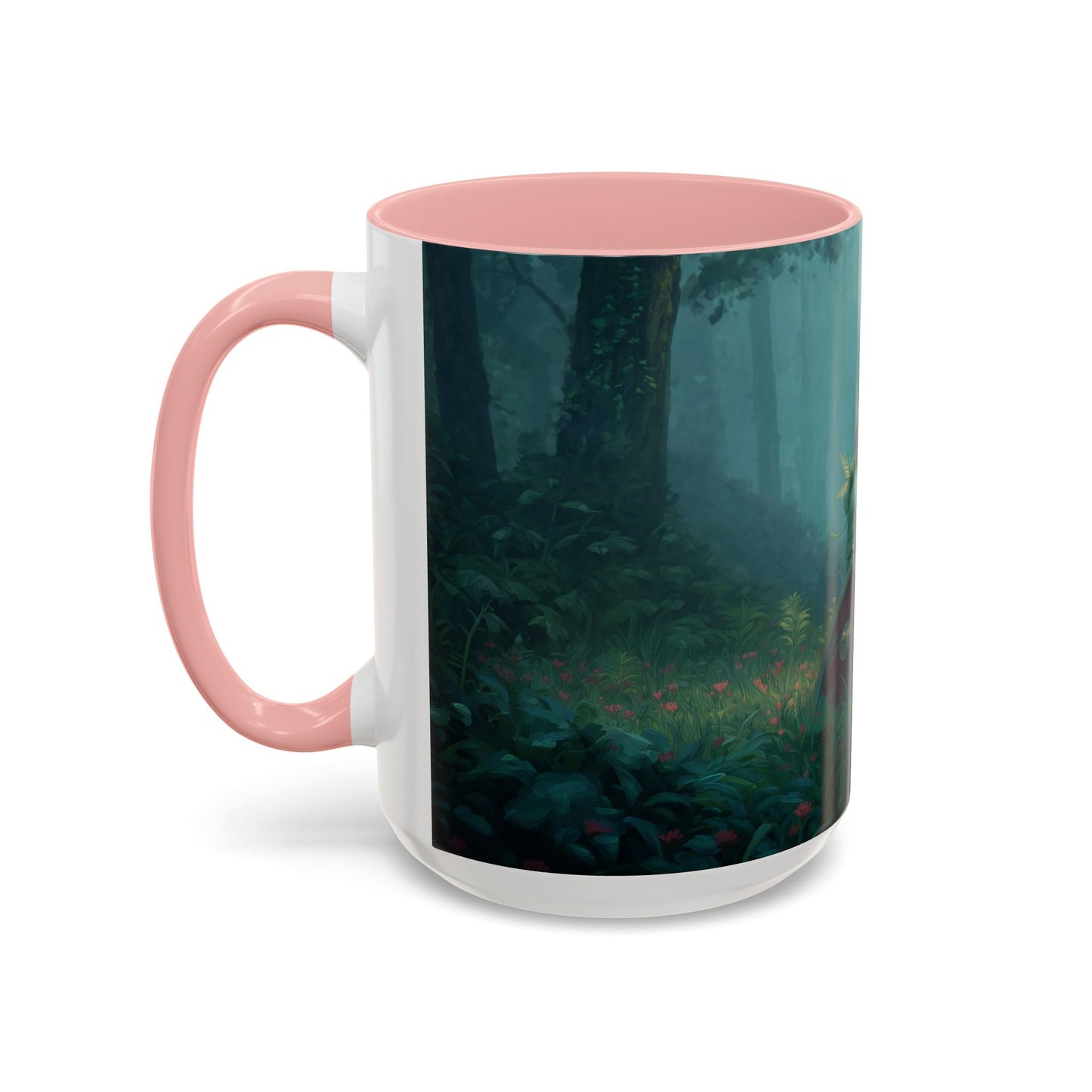 Sentinel in Mist Accent Coffee Mug (11, 15oz) – Guardian of the Whispering Woods