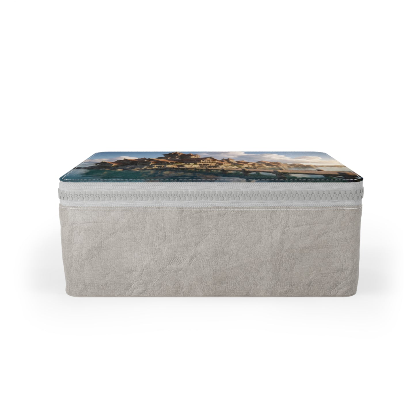 Harbor’s Whisper Paper Lunch Bag – Sunlit Coastal Village Dreamscape