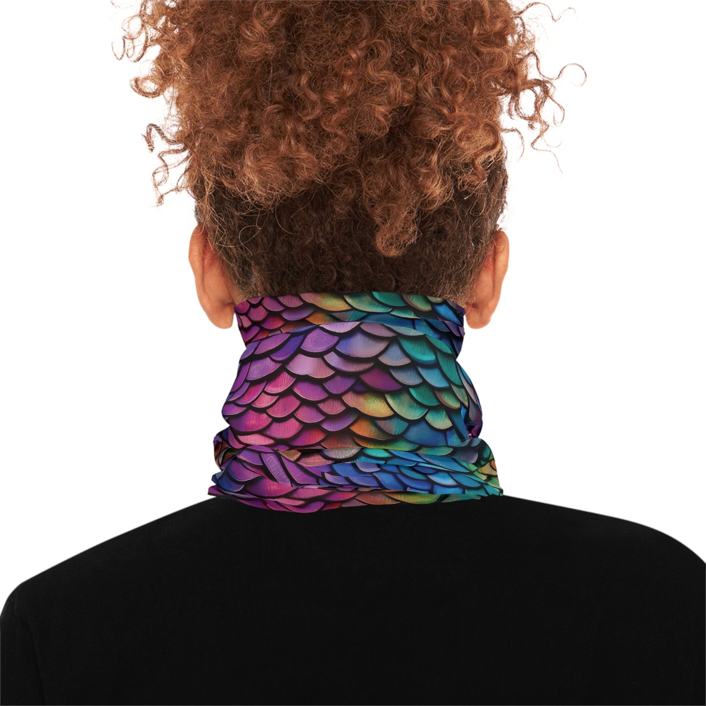 tiling pattern of rainbow dragon scales highly detailed realistic CGI render 8K - Lightweight Neck Gaiter