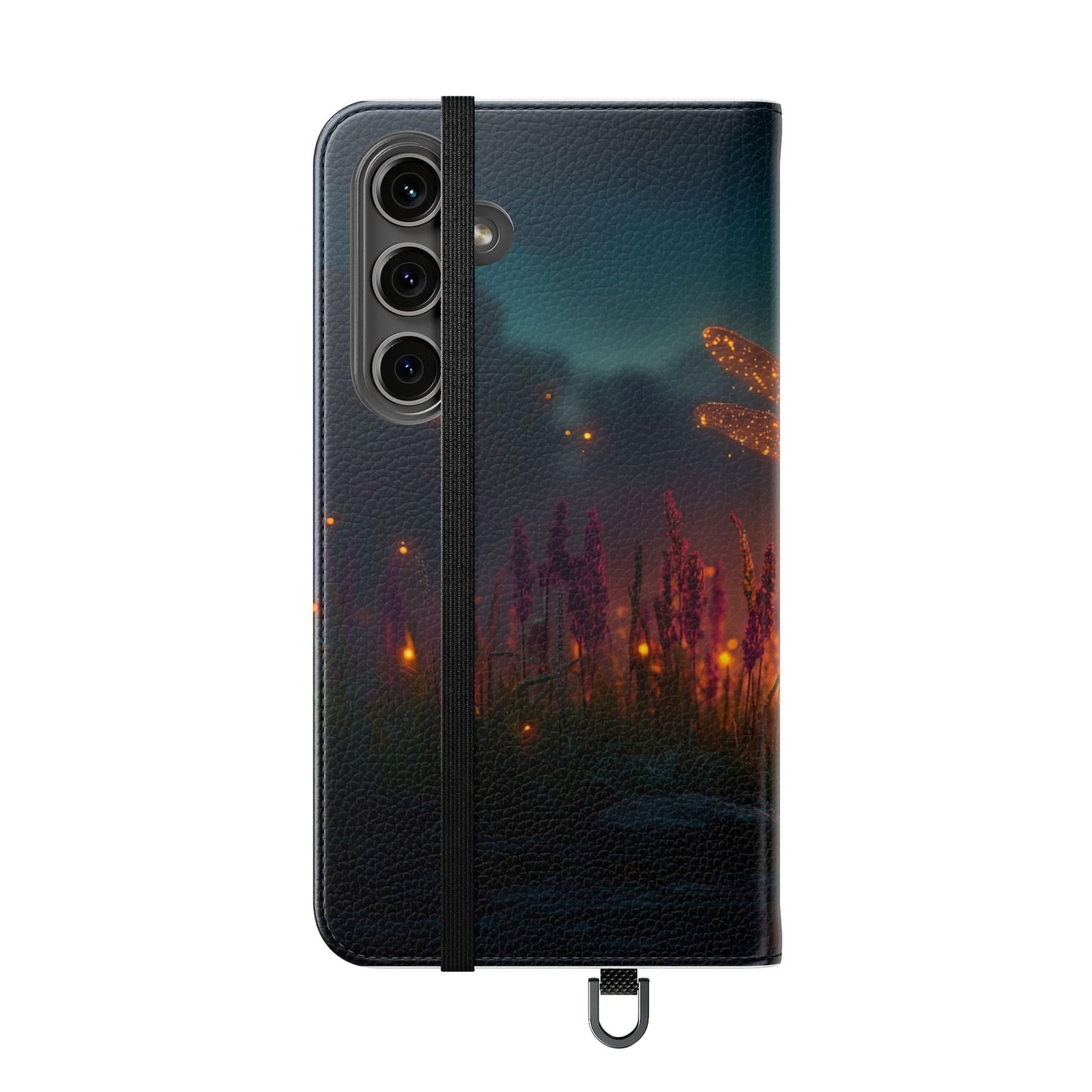 Bioluminescent Dragonfly Flip Cases – Glowing Amber Wings Over Twilight Marsh