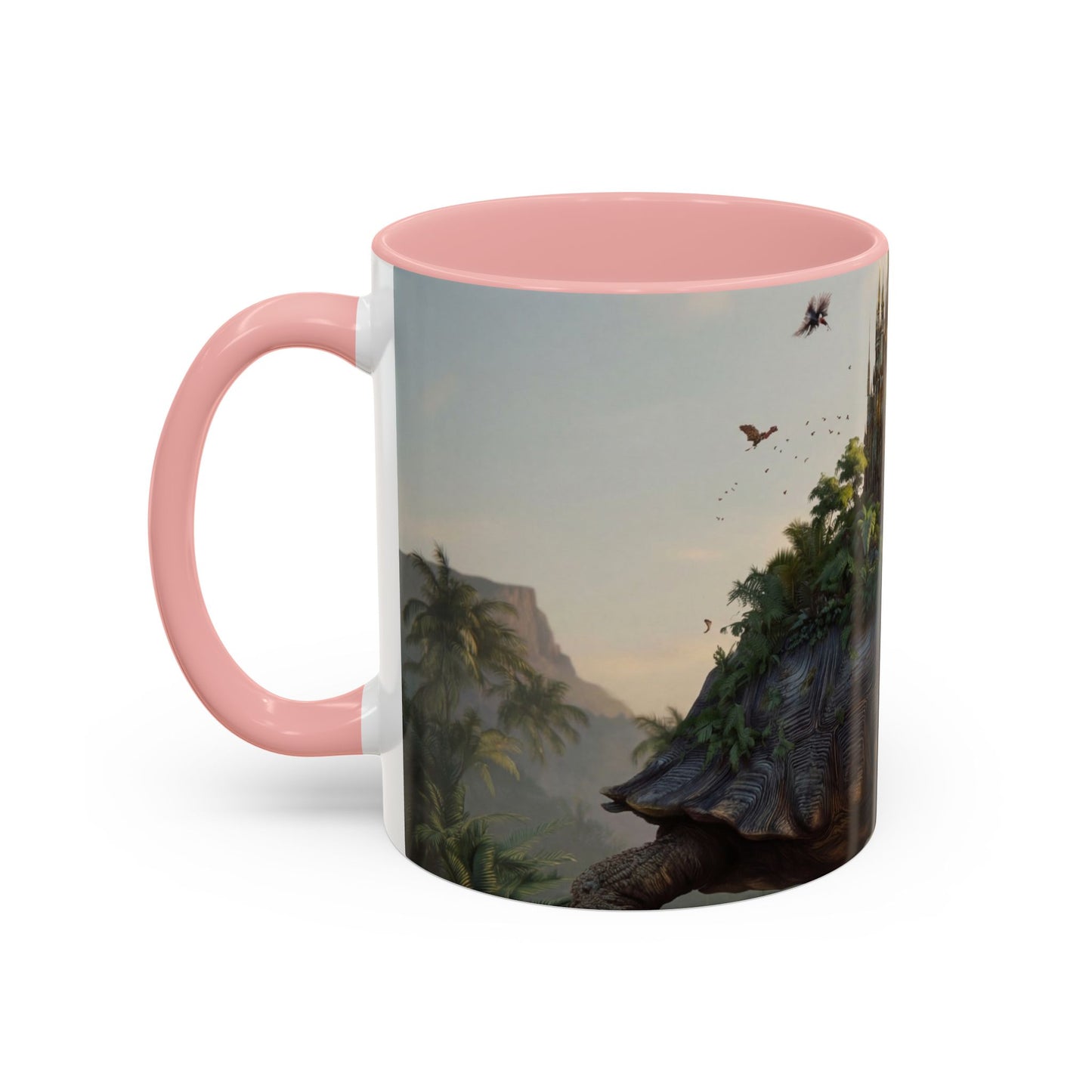 Castle Upon Turtle Shell Accent Coffee Mug (11, 15oz) – Sunset Sanctuary Dreamscape