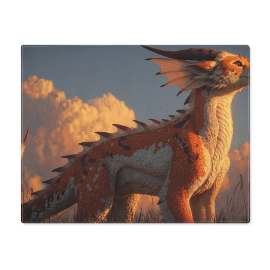 Sunset Sentinel Placemat – Warm Orange Dragon in Golden Grass