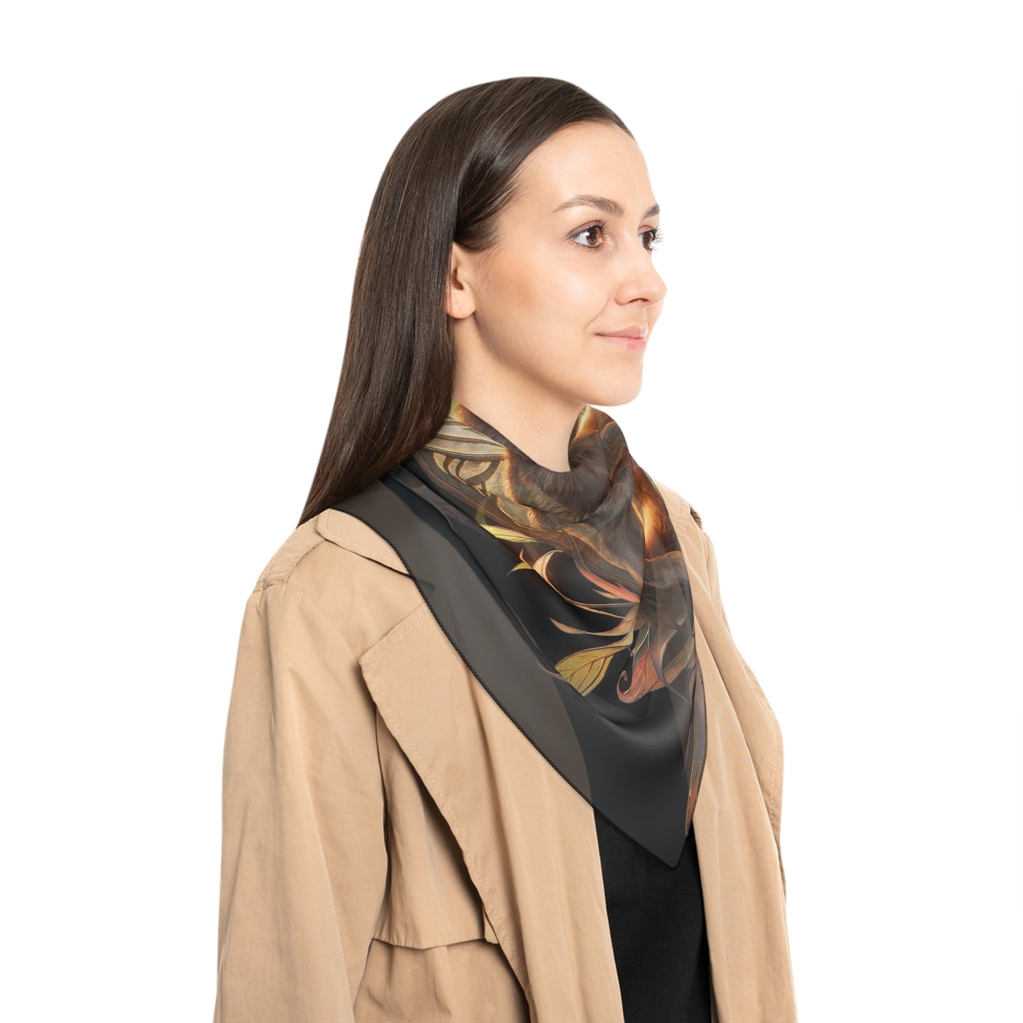Regal Wolf Throne Scarf – Sunlit Art Nouveau Majesty