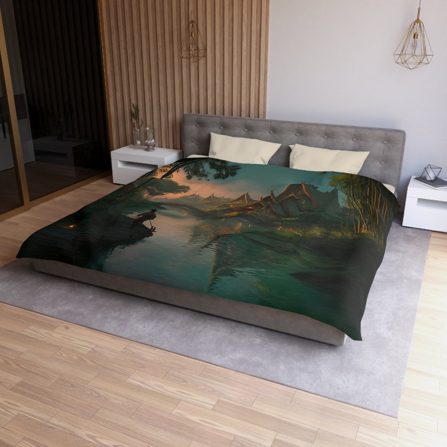 Bamboo River Village Microfiber Duvet Cover – Twilight Canopy Serenity