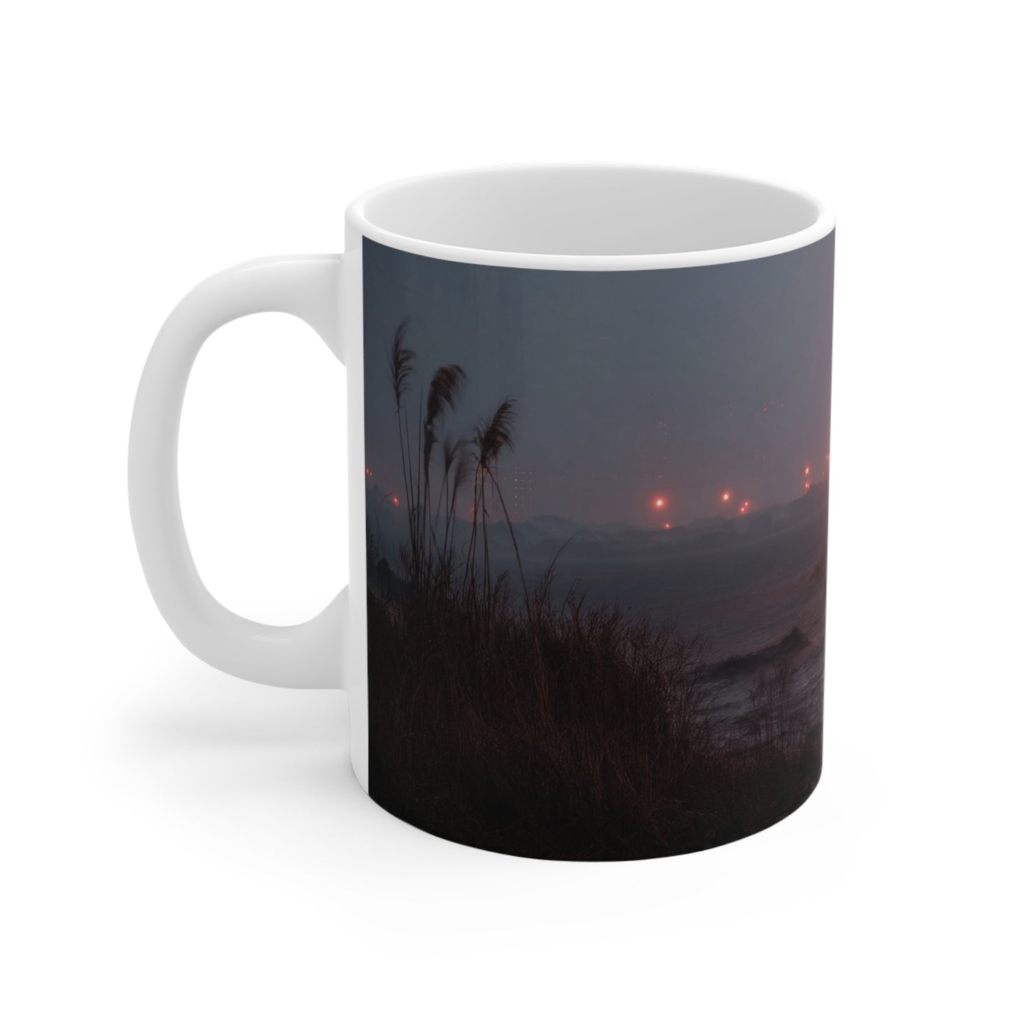 Crimson Circus Tent Ceramic Mugs (11oz\15oz\20oz) – Fogbound Wonder at Dusk