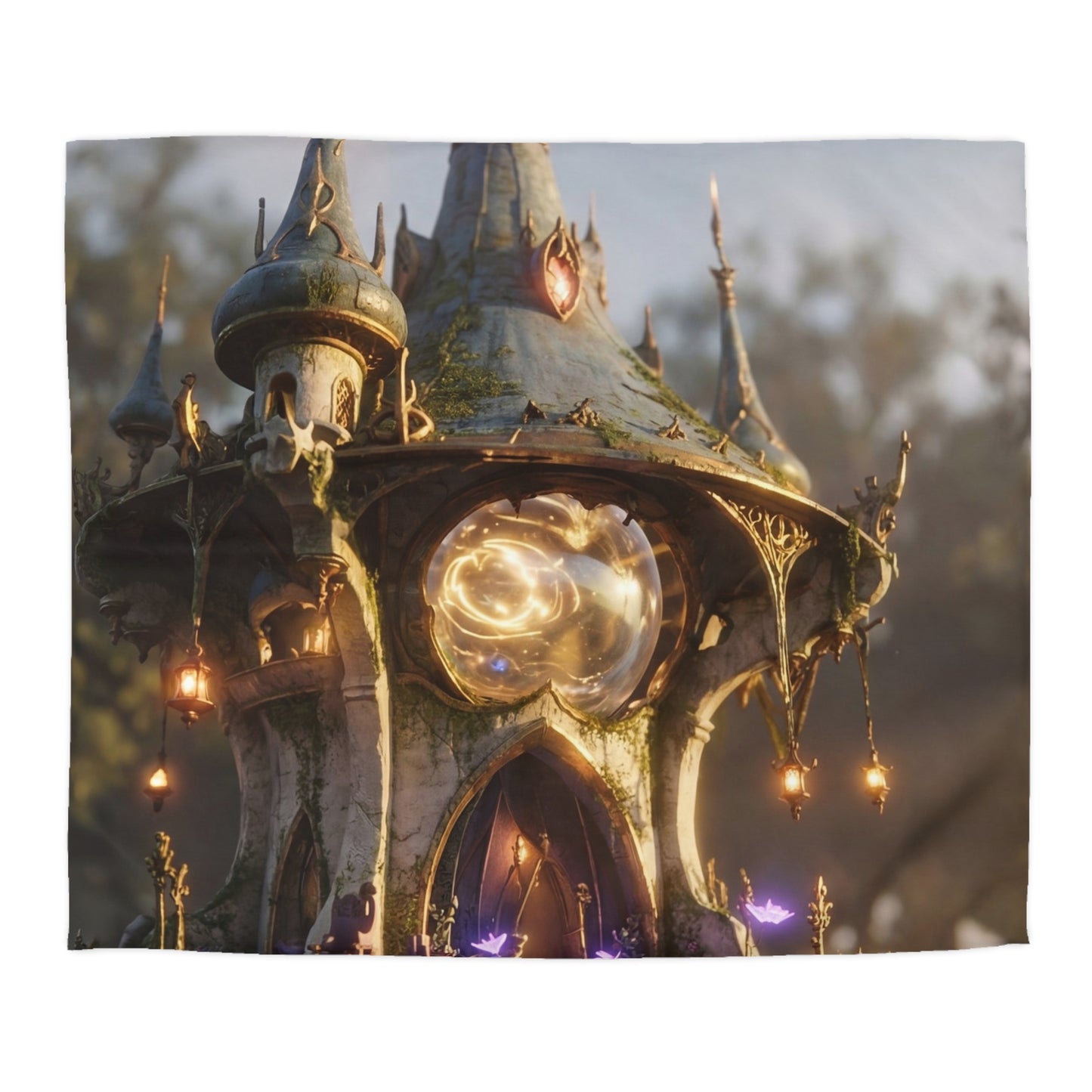Whispering Observatory Duvet Cover – Twilight Magic in Stone