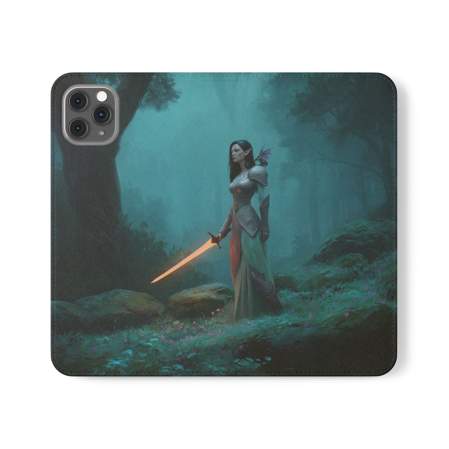 Forest Guardian Flip Cases – Elven Sentinel with Glowing Blade