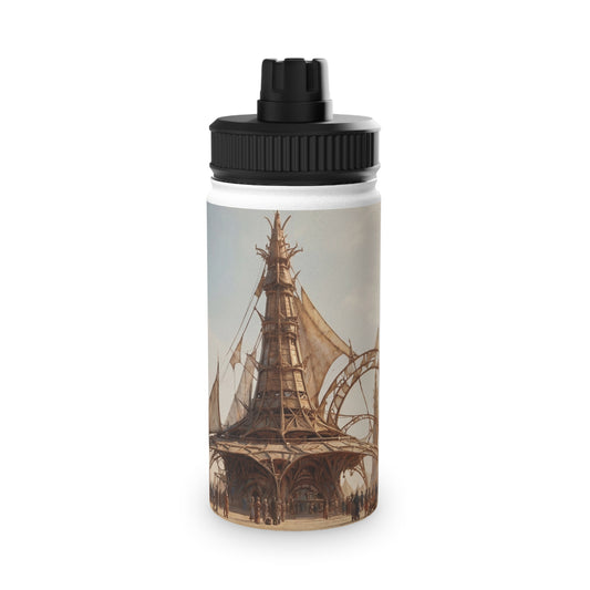 Desert Sky Cathedral Stainless Steel Water Bottle, Sports Lid – Sunlit Aetherium Oasis