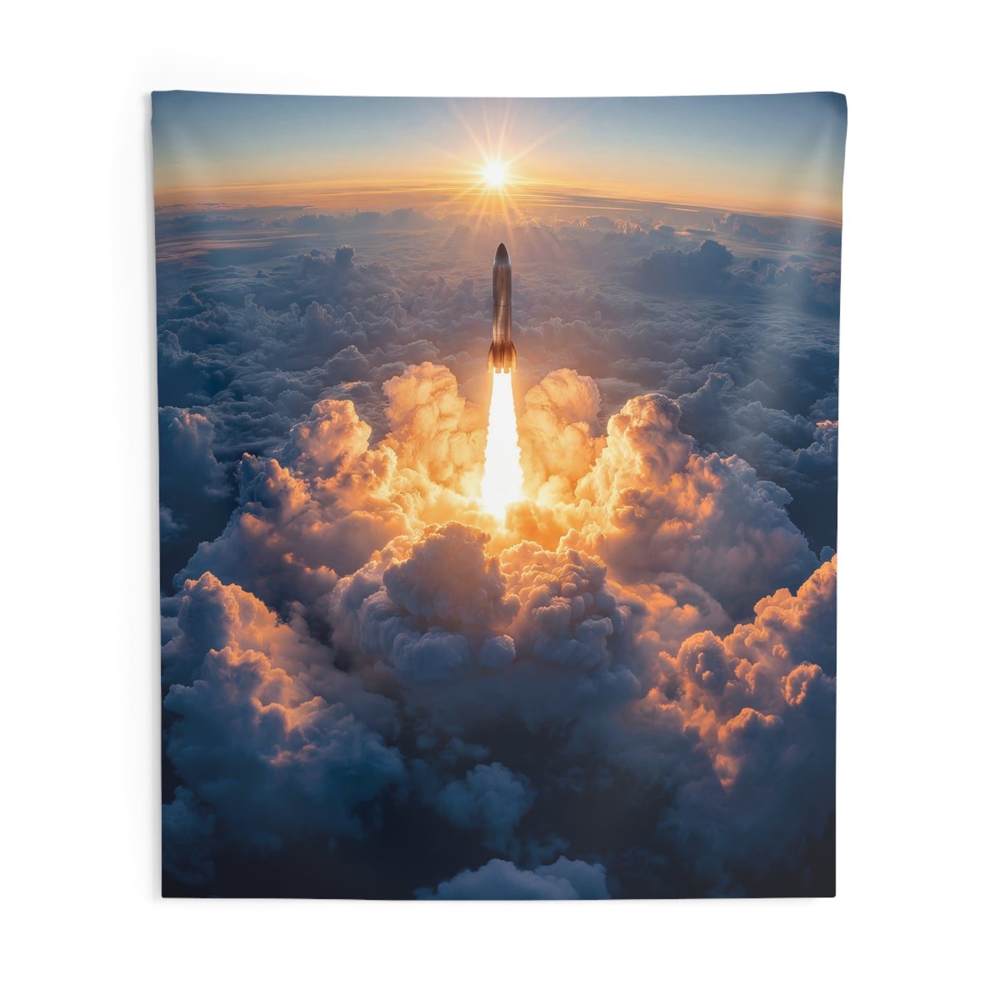 Rocket Ascension Indoor Wall Tapestries – Dawn’s Celestial Launch