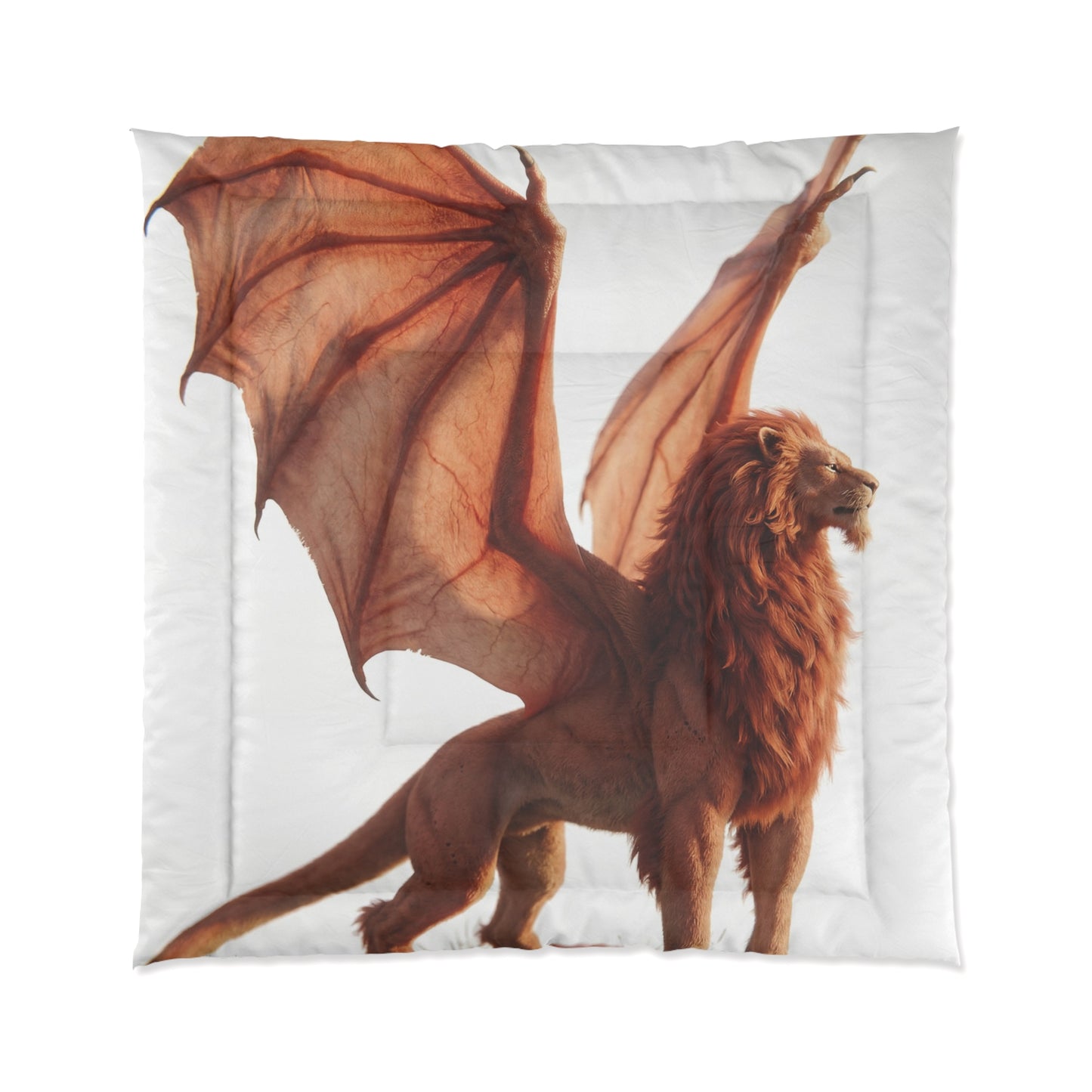 Winged Lion Comforter – Sunset Sentinel Dreamscape