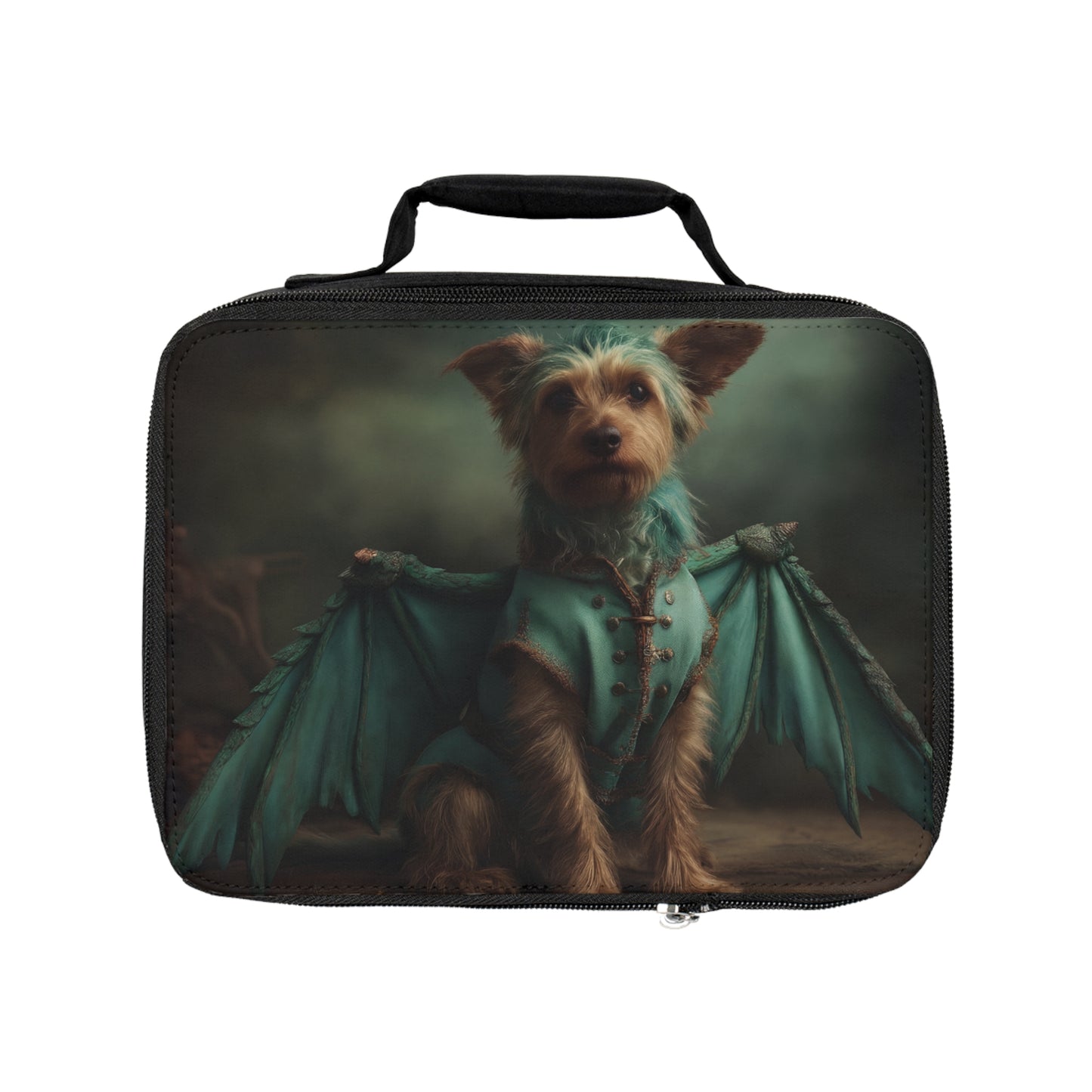 Dragon Knight Yorkshire Terrier Lunch Bag – Emerald Wings in a Whispering Grotto
