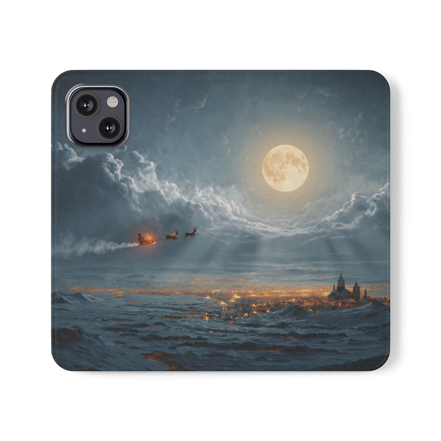 Moonlit Sleigh Flip Cases – Northern Lights Winter Journey